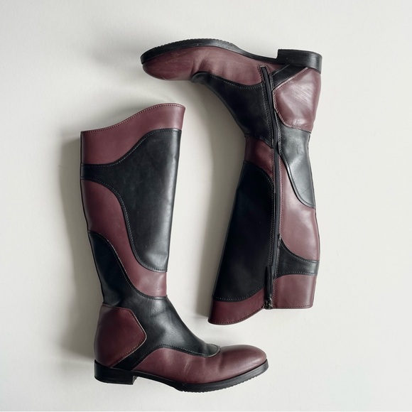 Miu Miu Fall 2008 Leather Colorblock Pattern Riding Boots - Picture 2 of 11